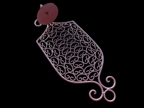 Vintage Pink Wall Hanging Wrought Iron Candle Holder Candelabra Home Decor - Thumbnail 6