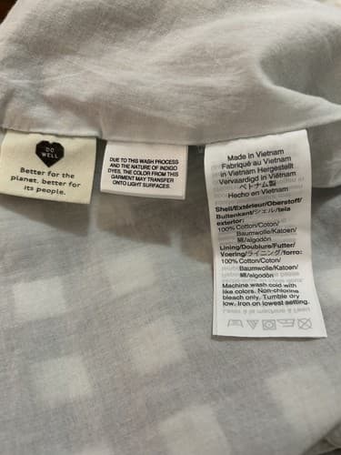 Madewell Blue & White Dress 0 Puffed Sleeves Button Front Babydoll Cotton - Thumbnail 3