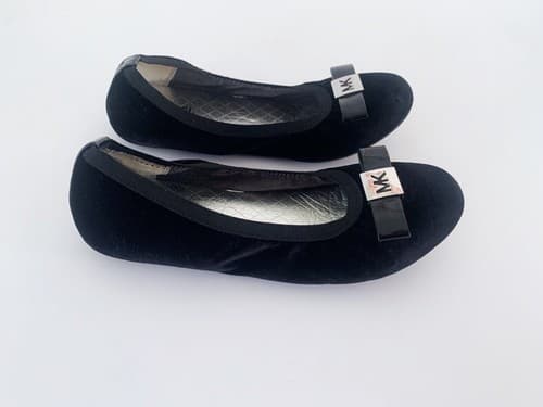 Michael Kors Ballet Flats Size 5 Black Velvet Shoes Flats Logo Bow Toe Designer - Thumbnail 5
