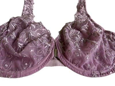 Amoureuse Embroidery Unlined Full Coverage Underwire Bra 48B Purple Lavender - Thumbnail 3