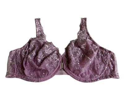 Amoureuse Embroidery Unlined Full Coverage Underwire Bra 48B Purple Lavender - Thumbnail 2