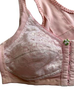 Vintage Pinup Bombshell Bra 1950’s 1960’s Pink Lace Lingerie 34B Romantic - Thumbnail 5
