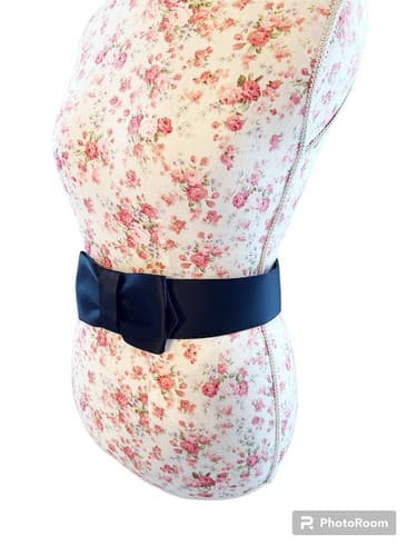 Y2K Vintage Black Flat Bow Belt Avant Garde Glamcore Size 6 Pinup Romantic Wide - Thumbnail 3