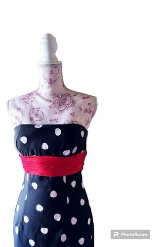 JOVANI 6 Prom Avant Garde Gown Black Red Polka Dots Formal Evening Dress Train - Thumbnail 8