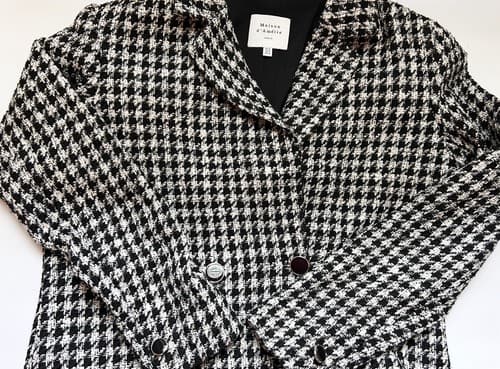 Maison D Amelie Paris Blazer Jacket 10 Blazer Tweed Black & Cream Cropped - Thumbnail 4