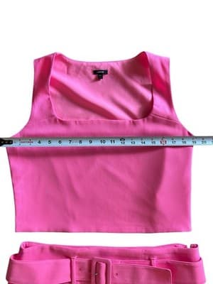 LARGE EXPRESS BUBBLEGUM PINK BELTED SKIRT TOP SET MODERN FASHION TRENDY GIRLYPOP - Thumbnail 10