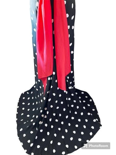 JOVANI 6 Prom Avant Garde Gown Black Red Polka Dots Formal Evening Dress Train - Thumbnail 5