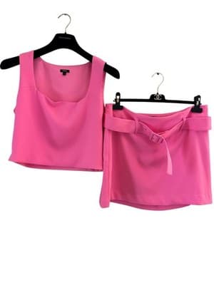 LARGE EXPRESS BUBBLEGUM PINK BELTED SKIRT TOP SET MODERN FASHION TRENDY GIRLYPOP - Thumbnail 8