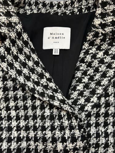 Maison D Amelie Paris Blazer Jacket 10 Blazer Tweed Black & Cream Cropped - Thumbnail 3