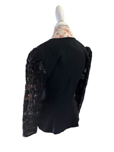 Vintage Justin David New York Black Peplum Jacket Huge Satin Bow 8 Avant Garde - Thumbnail 4