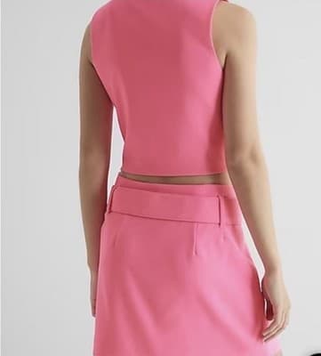 LARGE EXPRESS BUBBLEGUM PINK BELTED SKIRT TOP SET MODERN FASHION TRENDY GIRLYPOP - Thumbnail 14