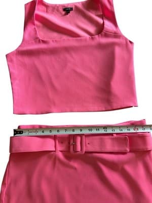 LARGE EXPRESS BUBBLEGUM PINK BELTED SKIRT TOP SET MODERN FASHION TRENDY GIRLYPOP - Thumbnail 6