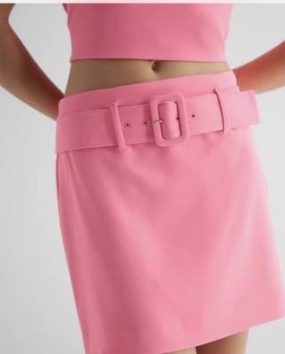 LARGE EXPRESS BUBBLEGUM PINK BELTED SKIRT TOP SET MODERN FASHION TRENDY GIRLYPOP - Thumbnail 11