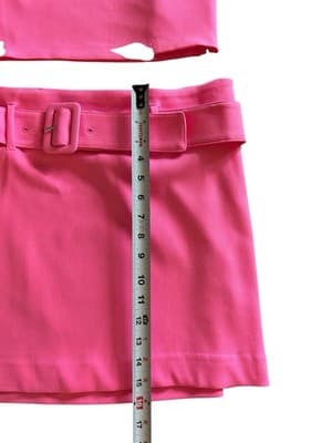 LARGE EXPRESS BUBBLEGUM PINK BELTED SKIRT TOP SET MODERN FASHION TRENDY GIRLYPOP - Thumbnail 7