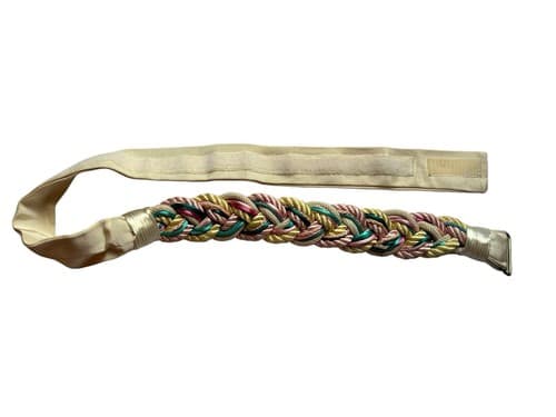 Vintage Silk Rope Belt Pastel Pink Pearls Aqua Teal Cream Romantic 1980’s - Thumbnail 4