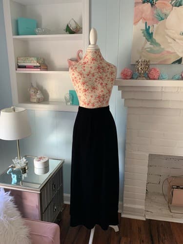 Vintage Skirt Talbots Long Black Velvet Maxi Skirt 8 Elegant Glam Evening Wear - Thumbnail 4