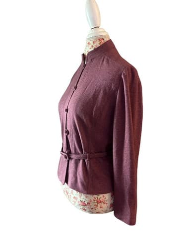 Vintage Leslie Fay 1970’s 1980’s Mauve Rose Belted Fitted Jacket Fall Winter - Thumbnail 6