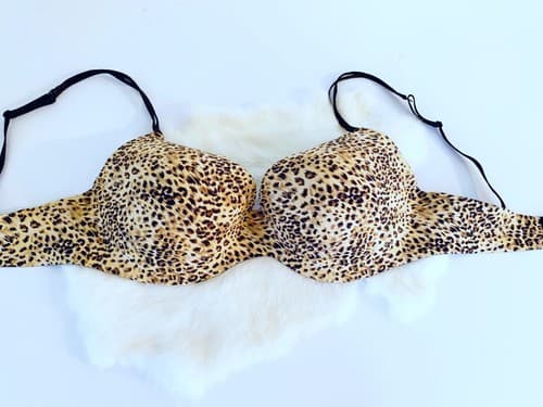 36D Black Wacoal Bra Bralette Fall Winter Glam Sexy Cheetah Leopard Lingerie - Thumbnail 2