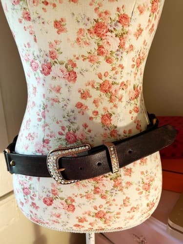 Roper Brown Belt Size Large 34-36 Blue Silver Gold Studded Jewel Rhinestone - Thumbnail 8