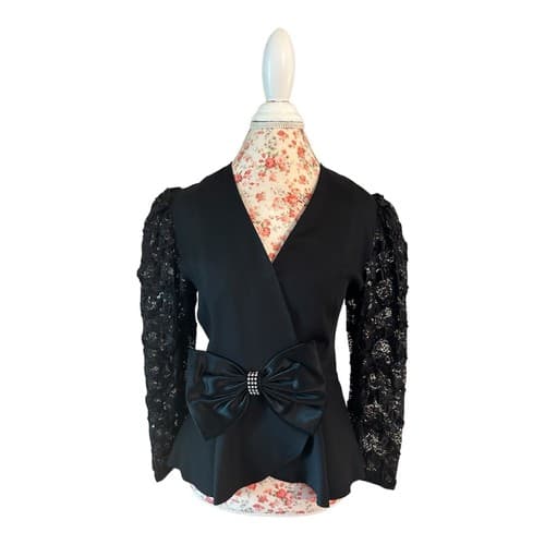 Vintage Justin David New York Black Peplum Jacket Huge Satin Bow 8 Avant Garde - Thumbnail 2