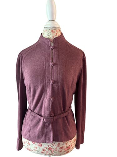 Vintage Leslie Fay 1970’s 1980’s Mauve Rose Belted Fitted Jacket Fall Winter - Thumbnail 2