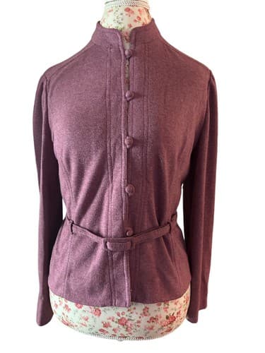 Vintage Leslie Fay 1970’s 1980’s Mauve Rose Belted Fitted Jacket Fall Winter - Thumbnail 5