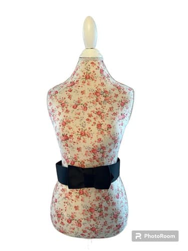 Y2K Vintage Black Flat Bow Belt Avant Garde Glamcore Size 6 Pinup Romantic Wide - Thumbnail 4