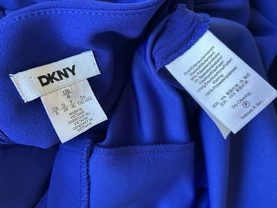 STUNNING DKNY ROYAL BLUE DRESS PUFFED SLEEVES SIZE 8 STRETCH SPRING SUMMER - Thumbnail 7