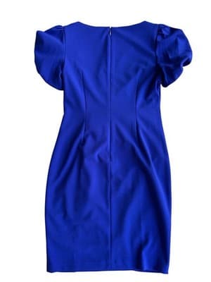 STUNNING DKNY ROYAL BLUE DRESS PUFFED SLEEVES SIZE 8 STRETCH SPRING SUMMER - Thumbnail 2