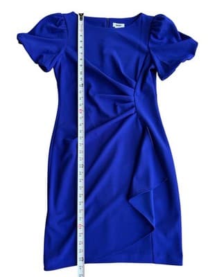 STUNNING DKNY ROYAL BLUE DRESS PUFFED SLEEVES SIZE 8 STRETCH SPRING SUMMER - Thumbnail 4
