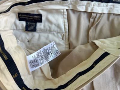38 X 30 BROOKS BROTHERS Chino Khaki Pants Mens Slacks Stretch Clark Fit - Thumbnail 4
