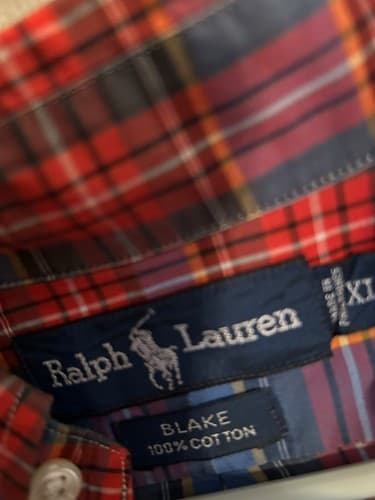 Ralph Lauren Horse XL Red & Blue Plaid Blake Shirt 100% Cotton - Thumbnail 3