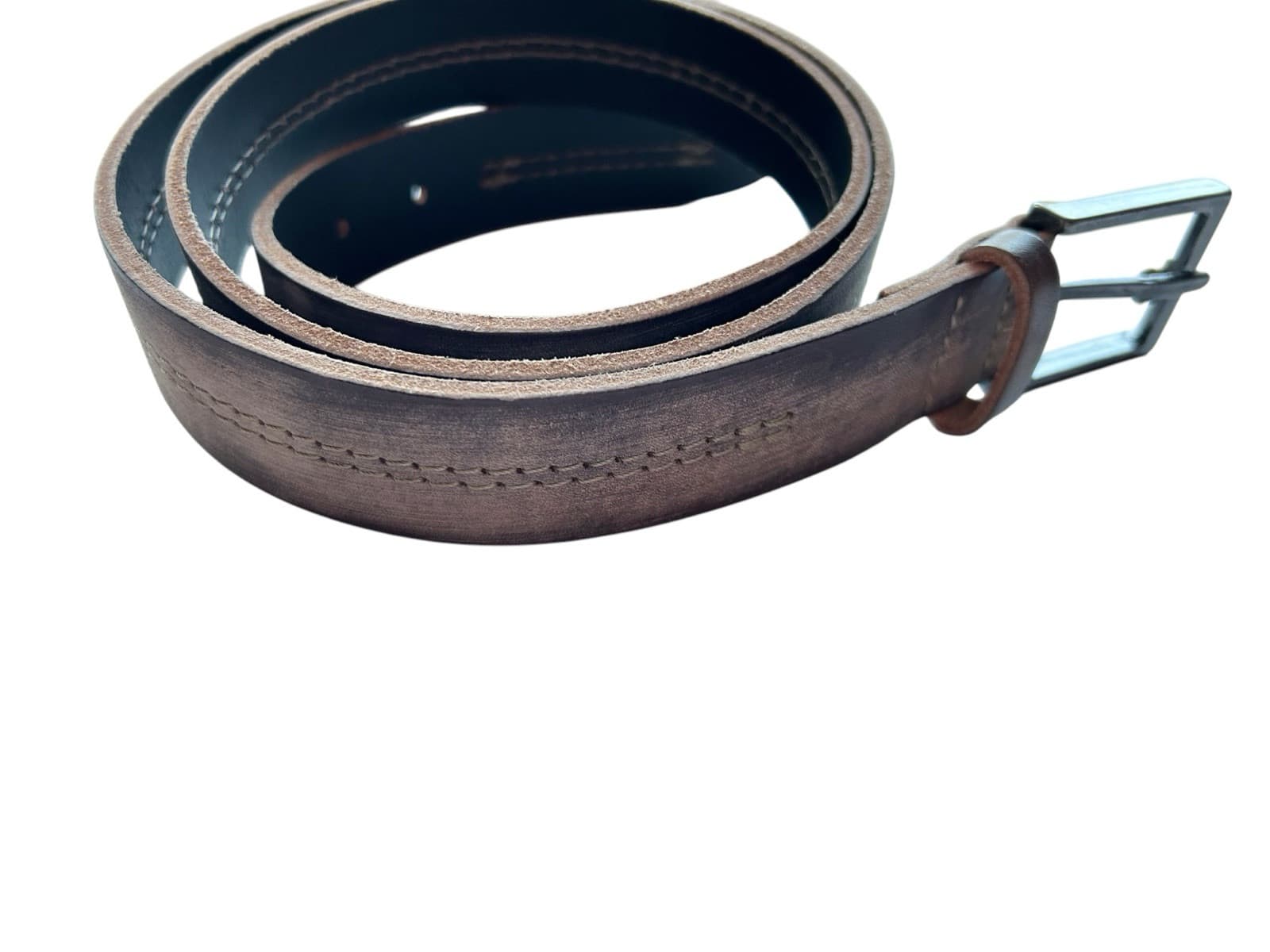Amsterdam Heritage Made In The Netherlands Men Belt Gray Tan Genuine Leather 95 - Thumbnail 3