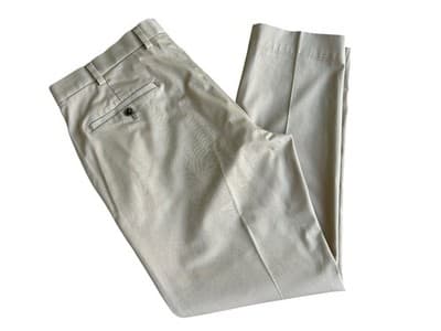 38 X 30 BROOKS BROTHERS Chino Khaki Pants Mens Slacks Stretch Clark Fit - Thumbnail 2