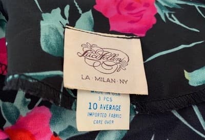 Vintage 1980’s Dress Romantic Floral Roses Puffed Sleeve Elegant Glam Pink Black - Thumbnail 7