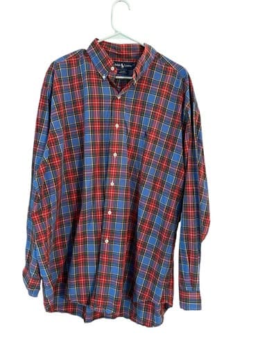 Ralph Lauren Horse XL Red & Blue Plaid Blake Shirt 100% Cotton - Thumbnail 2