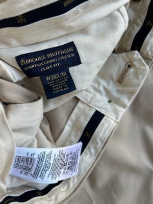 38 X 30 BROOKS BROTHERS Chino Khaki Pants Mens Slacks Stretch Clark Fit - Thumbnail 5