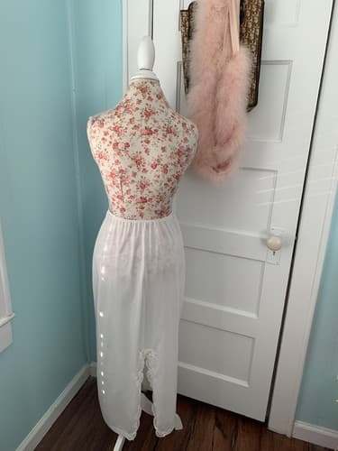 Vintage Sears Cream Half Slip Maxi Ivory Fits Waist 27-29” Bow Skirt Lingerie - Thumbnail 4