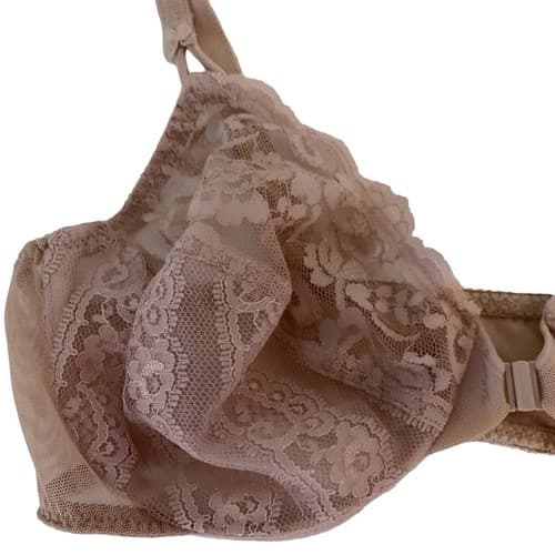 Marylin Monroe Bra Scalloped Floral Lace Blush Nude Taupe Lingerie Beautiful 38B - Thumbnail 3