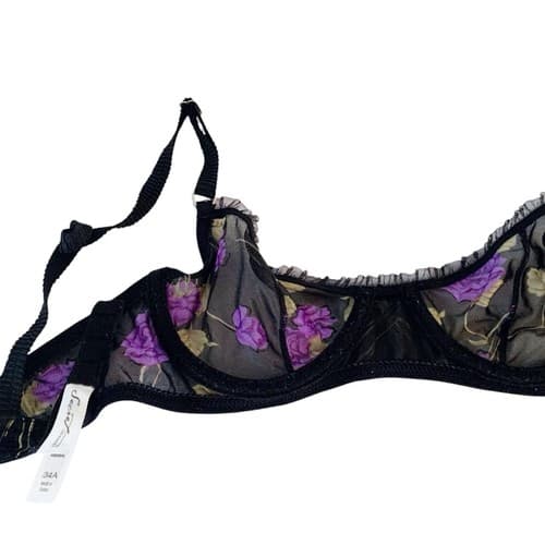 Secret Treasures Bra Stunning Purple And Black Pleated Chiffon Trim 34A Lingerie - Thumbnail 3