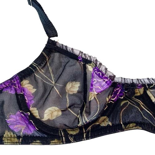 Secret Treasures Bra Stunning Purple And Black Pleated Chiffon Trim 34A Lingerie - Thumbnail 2