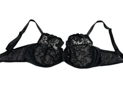 34F Simone Perele Black Lace Coquette Volup Silk Black Bra Lingerie Bombshell - Thumbnail 5