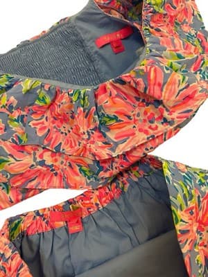 Lilly Pulitzer Mayslie Ruffle Top Mini Skirt Set 6 Blue Peri Sunrise Women’s - Thumbnail 6