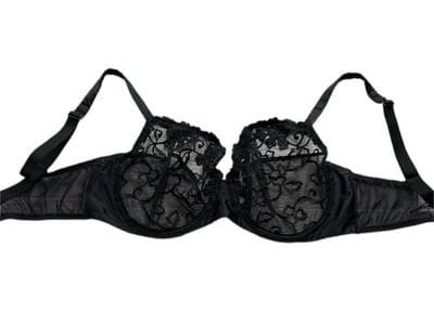 34F Simone Perele Black Lace Coquette Volup Silk Black Bra Lingerie Bombshell - Thumbnail 2