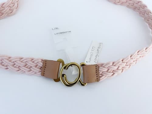 Vintage Pink & Gold Braided Woven New Liz Claiborne Belt L/XL NWT Fabric - Thumbnail 3