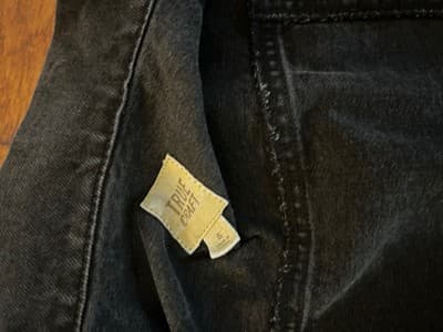 TRUE CRAFT Black Denim Distressed Jean Jacket Small Stretch Grunge Cotton - Thumbnail 8