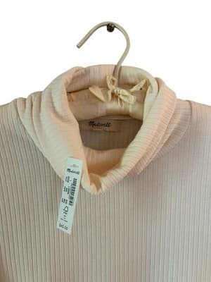 Madewell NWT Size Large Turtleneck Top Cream Blouse Layering Shirt Fall Winter - Thumbnail 2