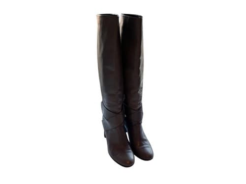 TIBI Tall Taupe Gray Brown Italy Buttery Soft Leather Boot 8 Ankle Harness Boho - Thumbnail 6
