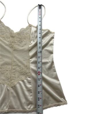Vintage Camisole Women’s Sheer Lace Coquette Fairycore Slip Top Beige Cream - Thumbnail 3