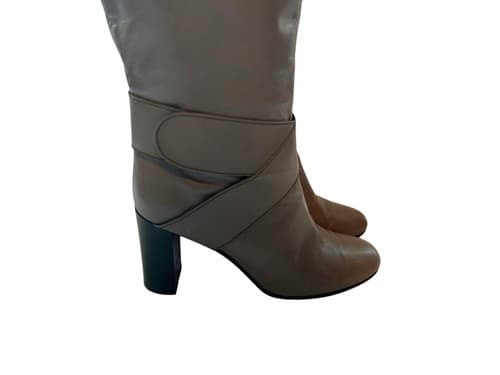 TIBI Tall Taupe Gray Brown Italy Buttery Soft Leather Boot 8 Ankle Harness Boho - Thumbnail 9